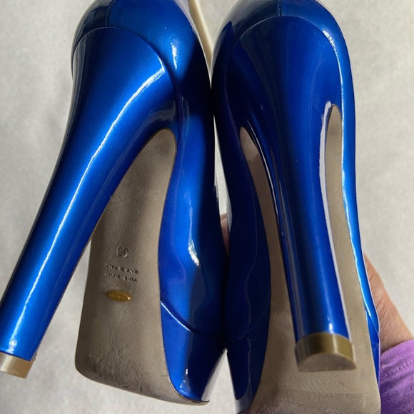 Sergio Rossi patent leather platform-sole pumps blue. Size 38 - Picture 9 of 12